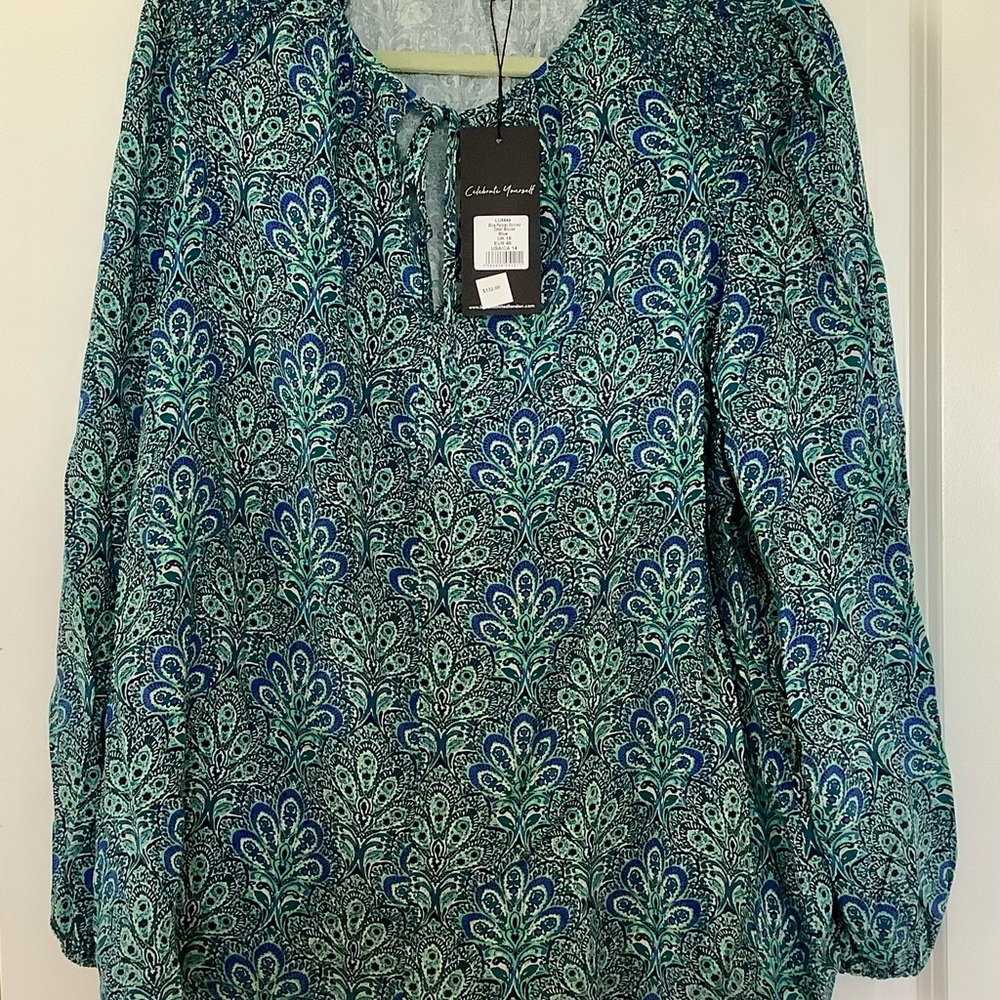 New Live Unlimited London Paisley Long Sleeve Blouse - 14 Plus